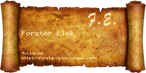 Forster Elek névjegykártya